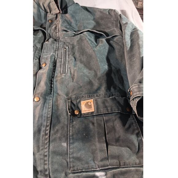 Vintage Carhartt Union Made USA Green Duck Work Jacket 4XL Blanket Lined - Picture 4 of 8